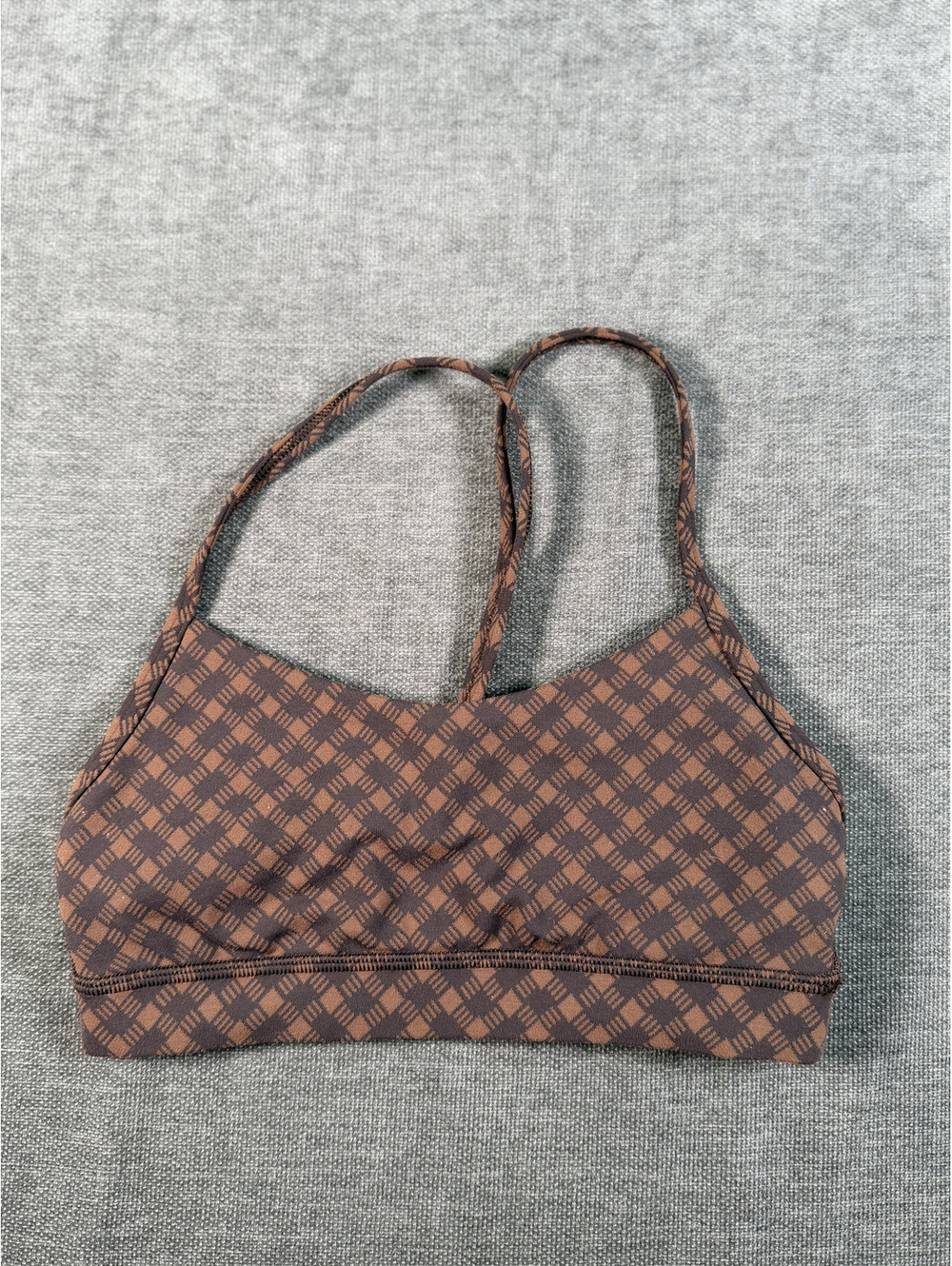 Lululemon Flow Y Bra Nulu Square Heart Jacquard in Java, Size 4